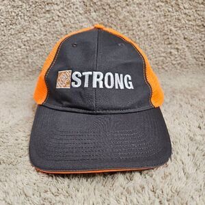 Home Depot Hat Adults Adjustable Grey Orange  Employee Uniform Strapback Cap